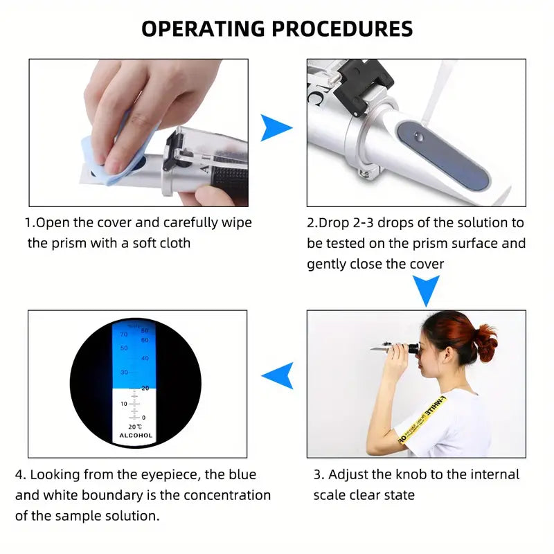 Handheld Alcohol Refractometer for Spirits and Brewing